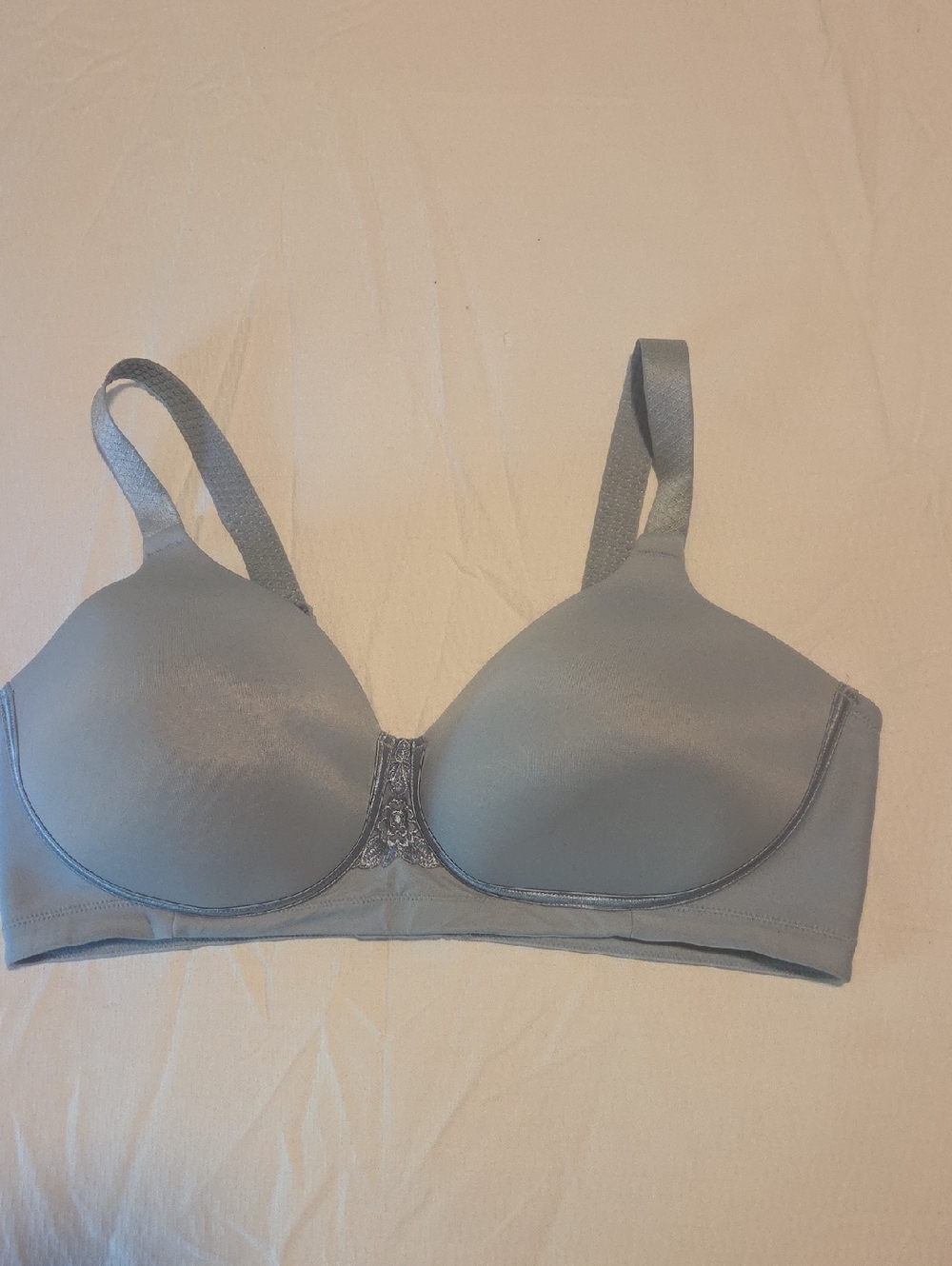 Vanity Fair Smooth Light Blue No Underwire  T-Shirt Bra with Lace Accent